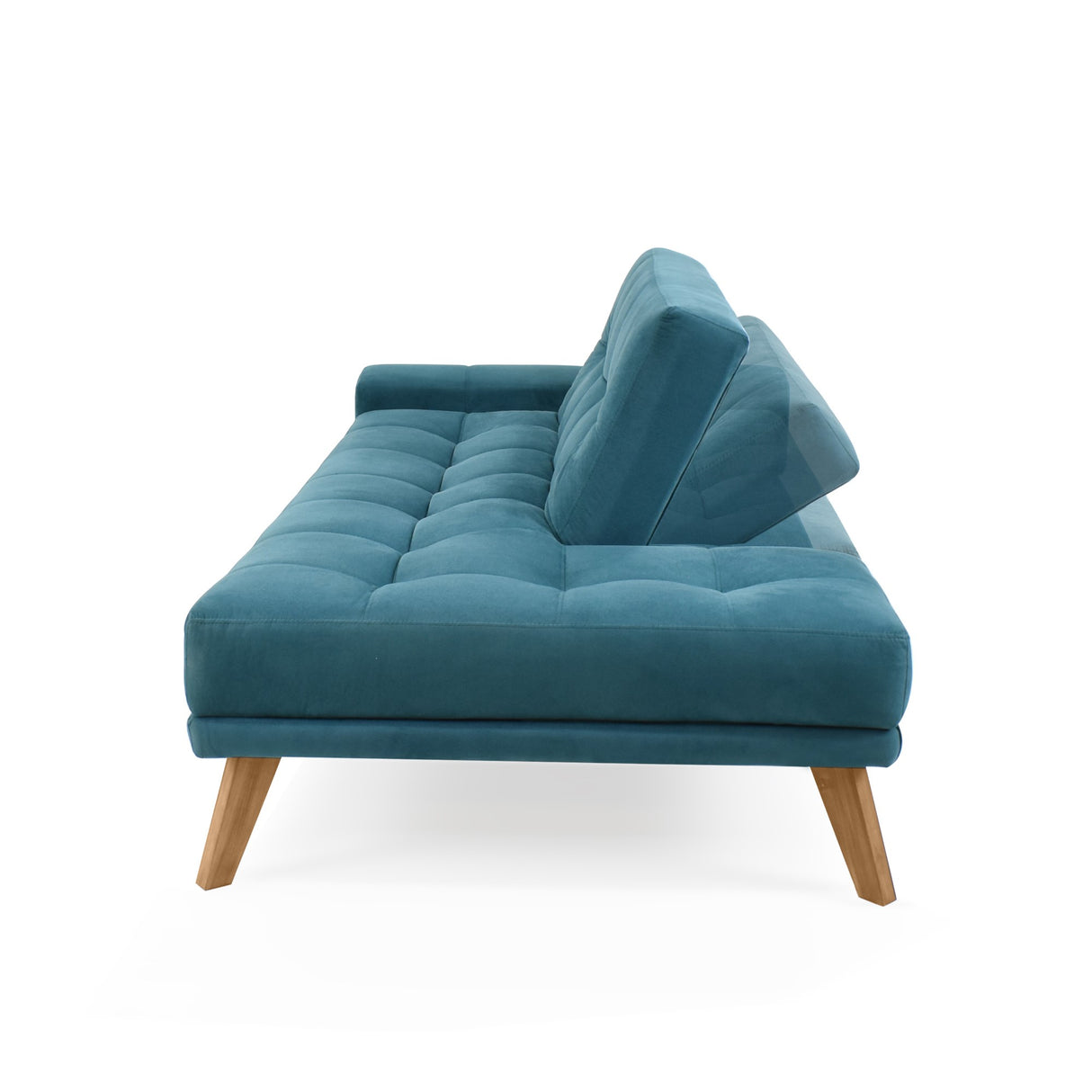 Sofá Cama Brunet Petróleo Denver y Matiz Caoba 198x84cm de Tres Puestos Reclinable sin Apoya Brazos