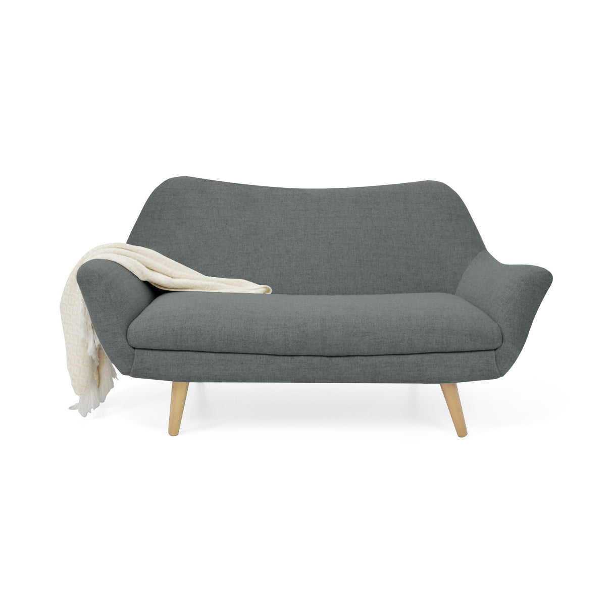 Sofá Cannes Gris Dicosta y Matiz Natural 136x85cm de Dos Puestos sin Apoya Brazos
