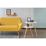 Sofá Cannes Mostaza Dicosta y Matiz Natural 136x85cm de Dos Puestos sin Apoya Brazos