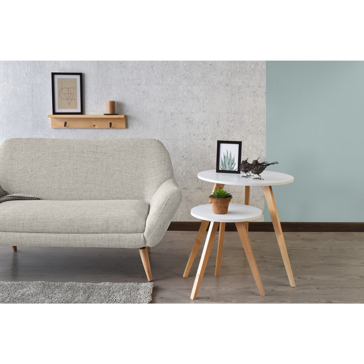 Sofá Cannes Taupe Dicosta y Matiz Natural 136x85cm de Dos Puestos sin Apoya Brazos
