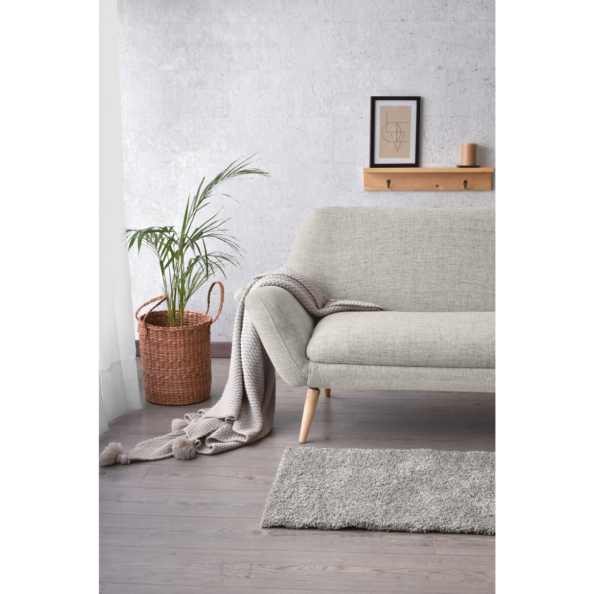 Sofá Cannes Taupe Dicosta y Matiz Natural 136x85cm de Dos Puestos sin Apoya Brazos