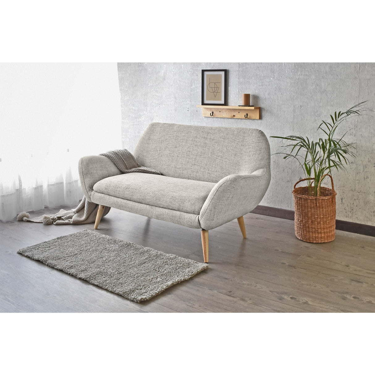 Sofá Cannes Taupe Dicosta y Matiz Natural 136x85cm de Dos Puestos sin Apoya Brazos