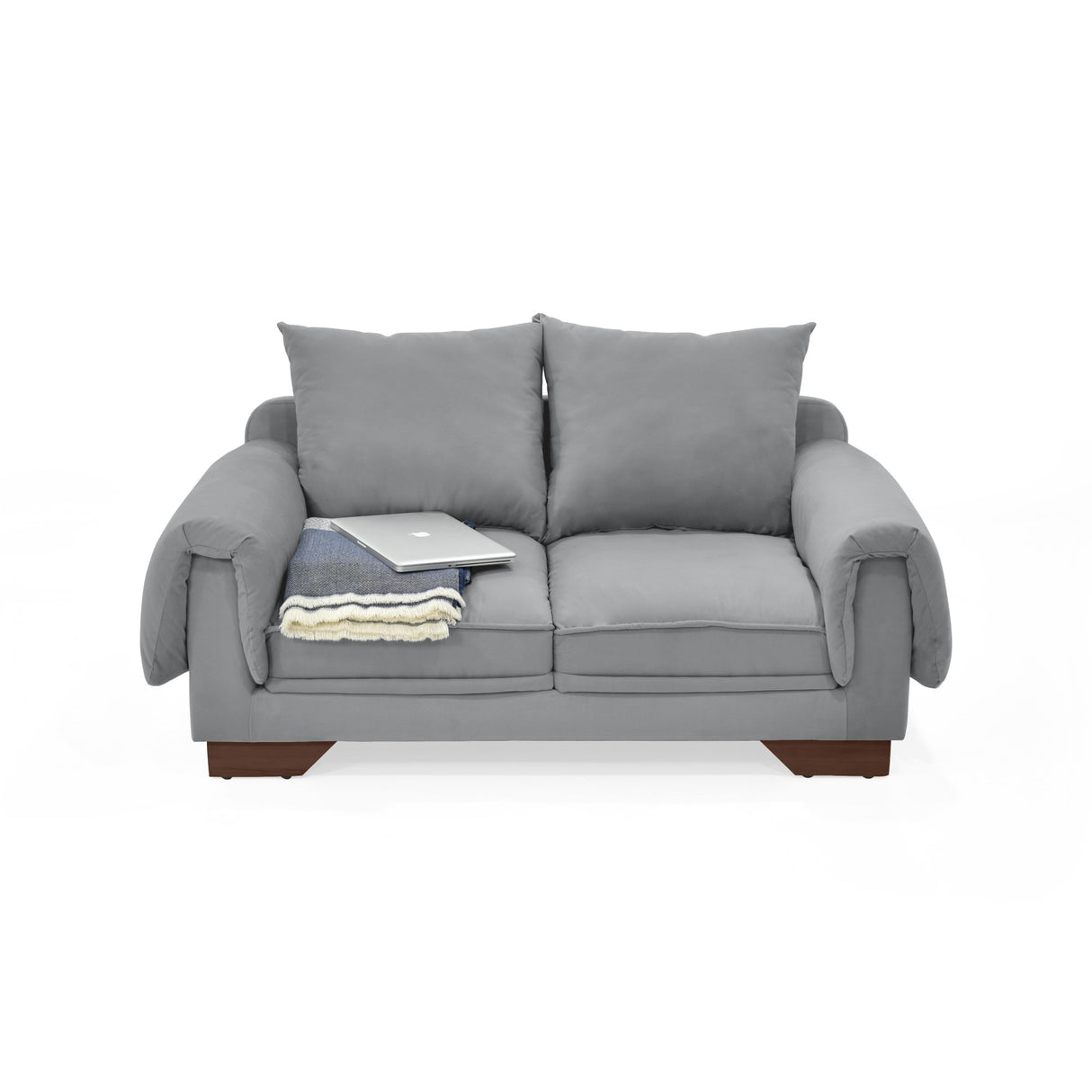 Sofá Daytona Gris Denver y Matiz Caramelo 150x80cm de Dos Puestos sin Apoya Brazos