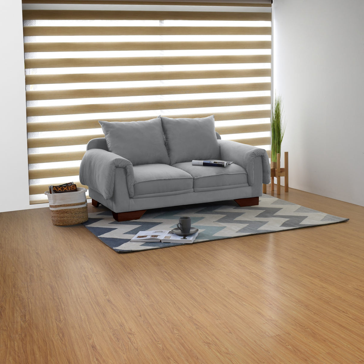Sofá Daytona Gris Denver y Matiz Caramelo 150x80cm de Dos Puestos sin Apoya Brazos