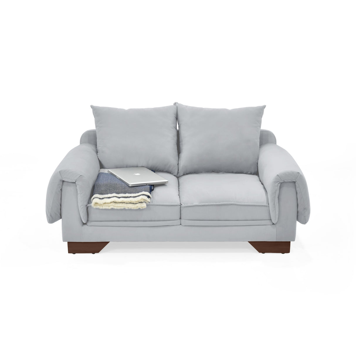 Sofá Daytona Plata Denver y Matiz Caramelo 150x80cm de Dos Puestos sin Apoya Brazos