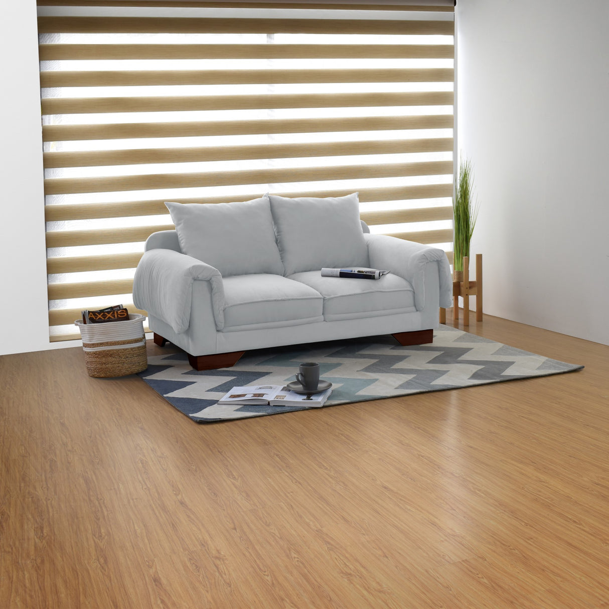 Sofá Daytona Plata Denver y Matiz Caramelo 150x80cm de Dos Puestos sin Apoya Brazos