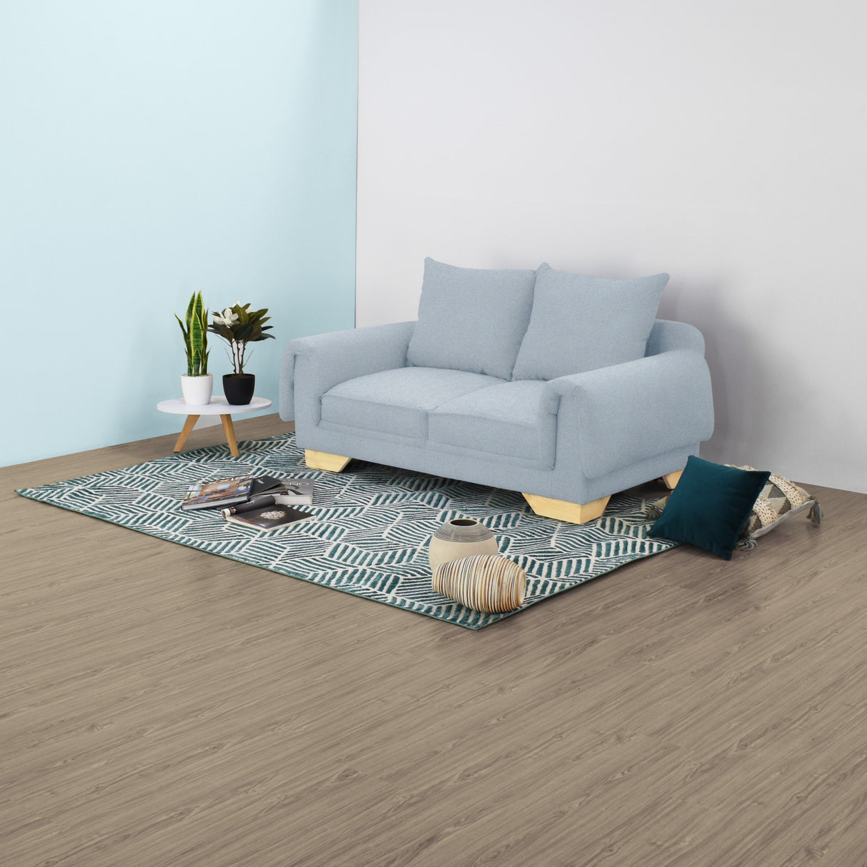 Sofá Daytona Plata Eureka y Matiz Natural 150x80cm de Dos Puestos sin Apoya Brazos