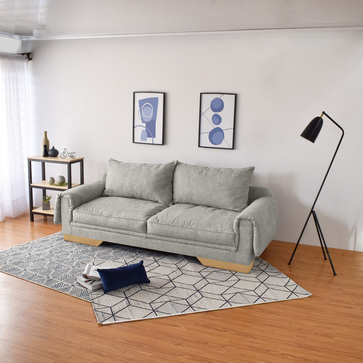 Sofá Daytona Taupe Dicosta y Matiz Natural 218x80cm de Tres Puestos sin Apoya Brazos