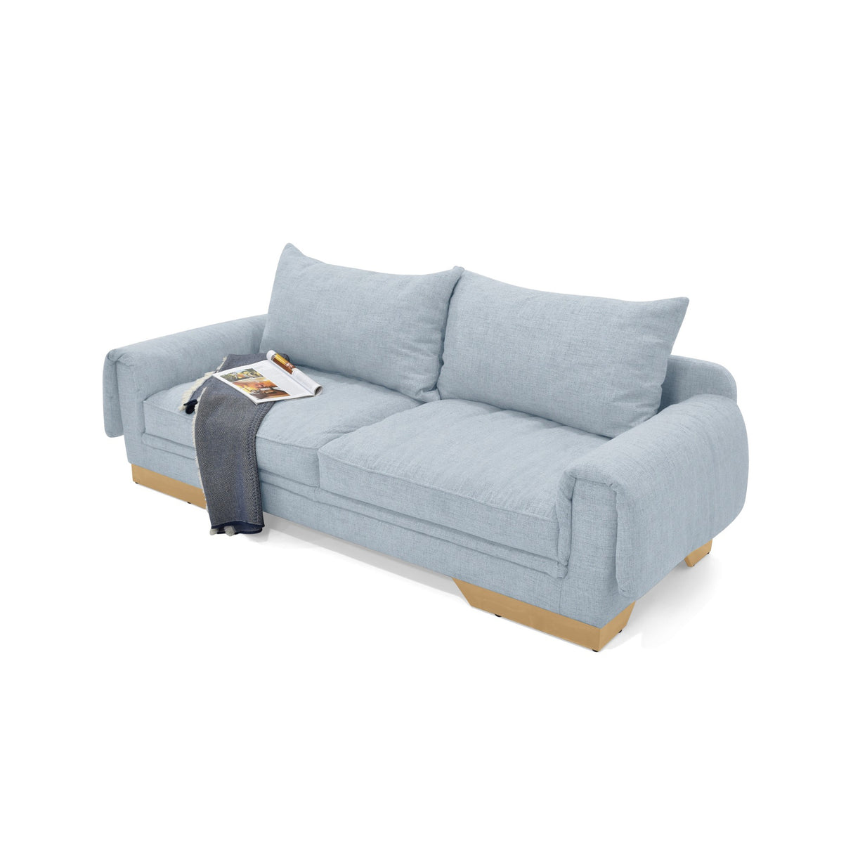 Sofá Daytona Plata Eureka y Matiz Natural 218x80cm de Tres Puestos sin Apoya Brazos