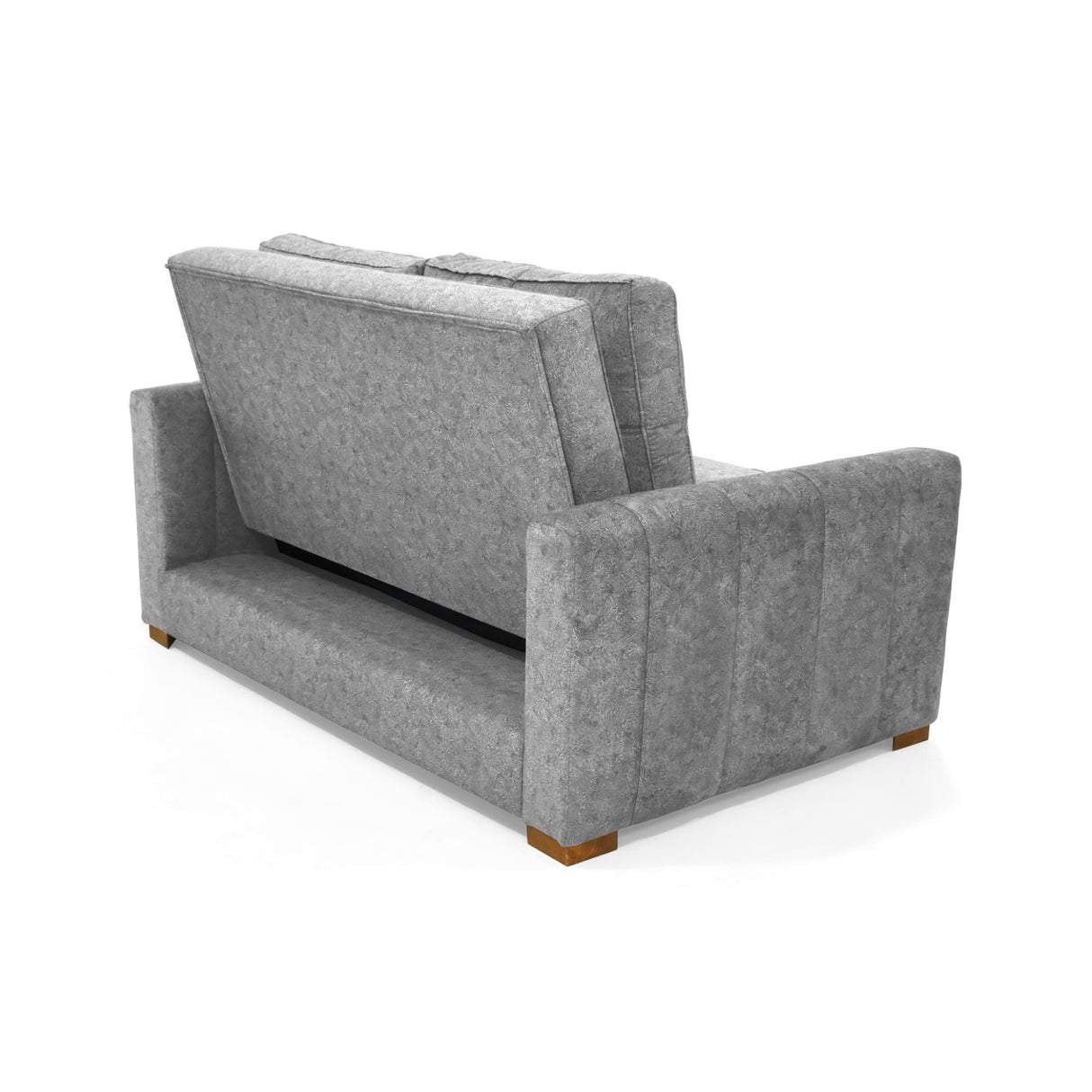 Sofá Cama Doha Gris Sky y Matiz Caoba 150x87cm de Dos Puestos con Apoya Brazos