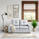 Sofá Cama Doha Plata Sky y Matiz Caoba 150x87cm de Dos Puestos con Apoya Brazos