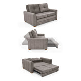 Sofá Cama Doha Taupe Sky y Matiz Caoba 150x87cm de Dos Puestos con Apoya Brazos