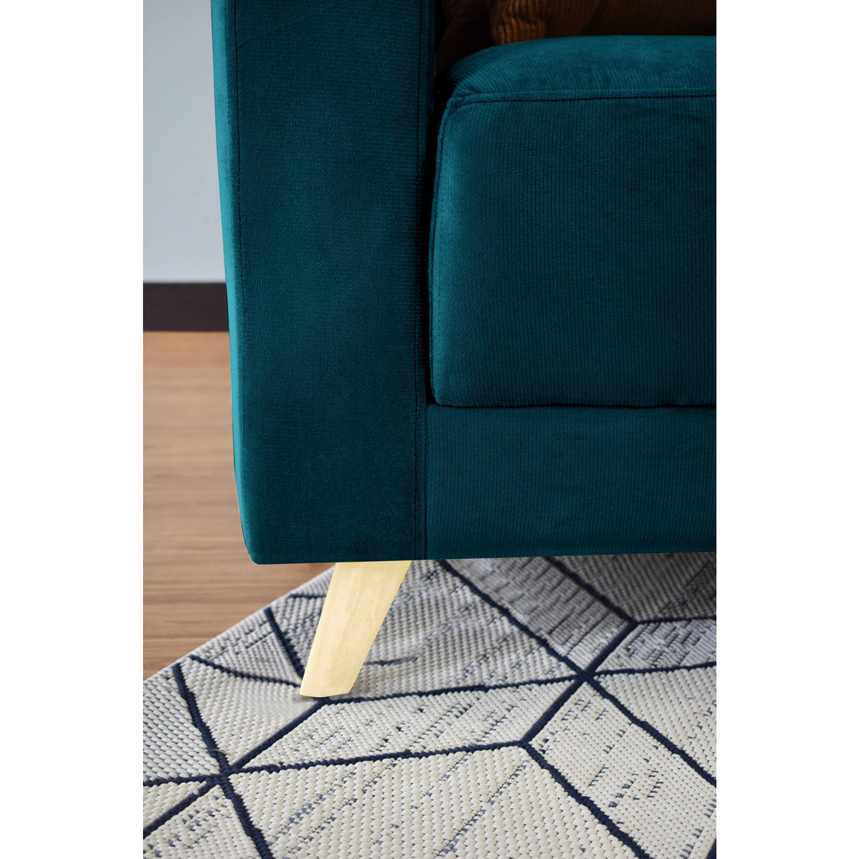 Sofá Cama Dominic Petróleo Denver y Matiz Natural 206x80cm de Tres Puestos Reclinable con Apoya Brazos