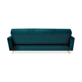 Sofá Cama Dominic Petróleo Denver y Matiz Natural 206x80cm de Tres Puestos Reclinable con Apoya Brazos
