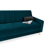 Sofá Cama Dominic Petróleo Denver y Matiz Natural 206x80cm de Tres Puestos Reclinable con Apoya Brazos