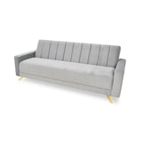 Sofá Cama Dominic Plata Denver y Matiz Natural 206x80cm de Tres Puestos Reclinable con Apoya Brazos