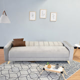 Sofá Cama Dominic Plata Denver y Matiz Natural 206x80cm de Tres Puestos Reclinable con Apoya Brazos