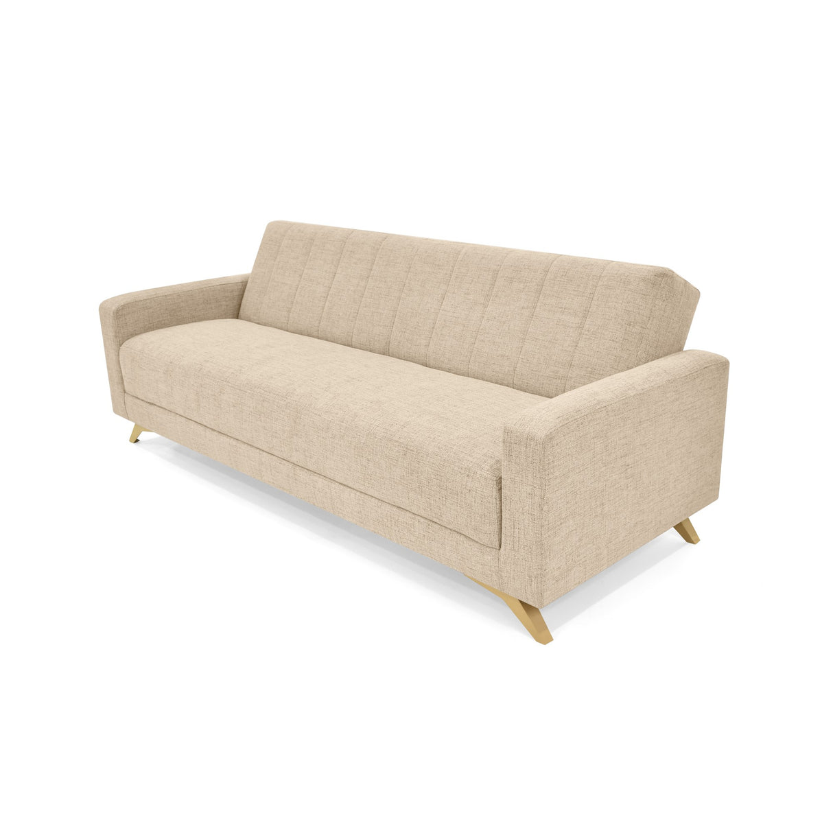 Sofá Cama Dominic Beige Dicosta y Matiz Natural 206x80cm de Tres Puestos Reclinable con Apoya Brazos