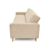 Sofá Cama Dominic Beige Dicosta y Matiz Natural 206x80cm de Tres Puestos Reclinable con Apoya Brazos