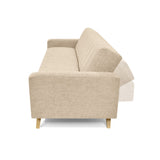 Sofá Cama Dominic Beige Dicosta y Matiz Natural 206x80cm de Tres Puestos Reclinable con Apoya Brazos