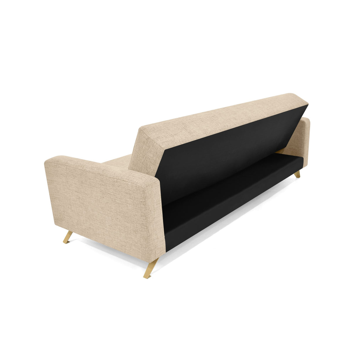 Sofá Cama Dominic Beige Dicosta y Matiz Natural 206x80cm de Tres Puestos Reclinable con Apoya Brazos