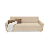 Sofá Cama Dominic Beige Dicosta y Matiz Natural 206x80cm de Tres Puestos Reclinable con Apoya Brazos