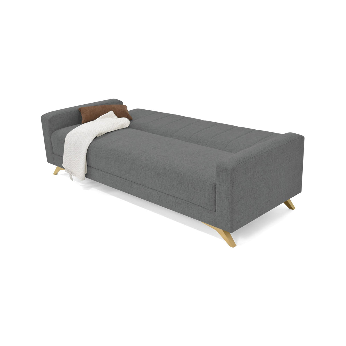 Sofá Cama Dominic Gris Dicosta y Matiz Natural 206x80cm de Tres Puestos Reclinable con Apoya Brazos