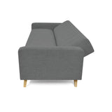 Sofá Cama Dominic Gris Dicosta y Matiz Natural 206x80cm de Tres Puestos Reclinable con Apoya Brazos