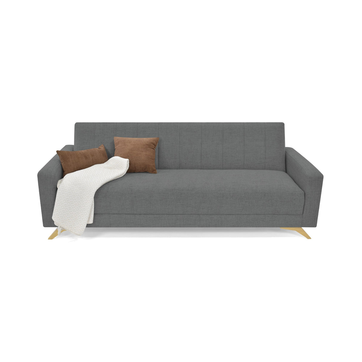 Sofá Cama Dominic Gris Dicosta y Matiz Natural 206x80cm de Tres Puestos Reclinable con Apoya Brazos