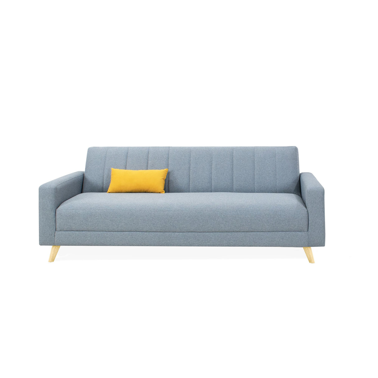 Sofá Cama Dominic Plata Eureka y Matiz Natural 206x80cm de Tres Puestos Reclinable con Apoya Brazos