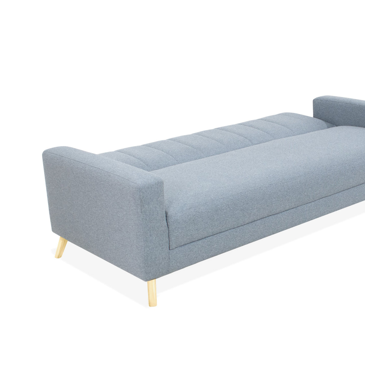 Sofá Cama Dominic Plata Eureka y Matiz Natural 206x80cm de Tres Puestos Reclinable con Apoya Brazos