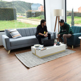 Sofá Cama Dominic Plata Eureka y Matiz Natural 206x80cm de Tres Puestos Reclinable con Apoya Brazos
