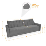Sofá Cama Dominic Plata Eureka y Matiz Natural 206x80cm de Tres Puestos Reclinable con Apoya Brazos