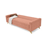 Sofá Cama Dominic Salmón Dicosta y Matiz Natural 206x80cm de Tres Puestos Reclinable con Apoya Brazos