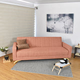 Sofá Cama Dominic Salmón Dicosta y Matiz Natural 206x80cm de Tres Puestos Reclinable con Apoya Brazos