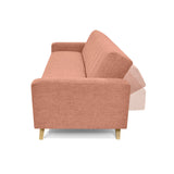 Sofá Cama Dominic Salmón Dicosta y Matiz Natural 206x80cm de Tres Puestos Reclinable con Apoya Brazos