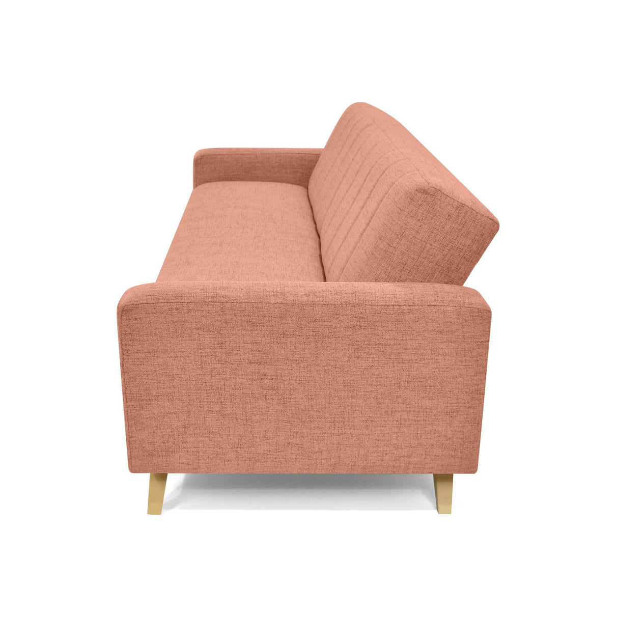 Sofá Cama Dominic Salmón Dicosta y Matiz Natural 206x80cm de Tres Puestos Reclinable con Apoya Brazos