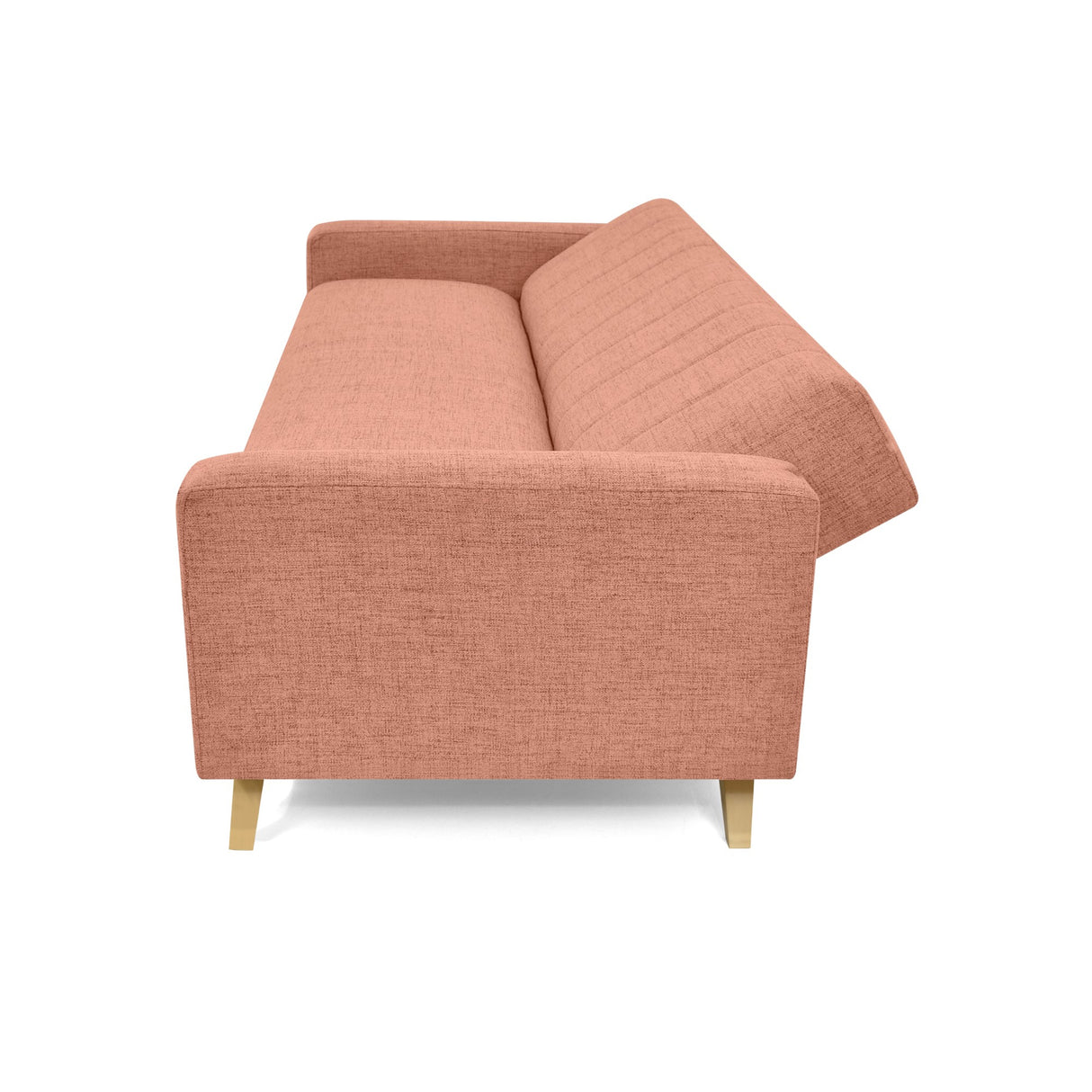 Sofá Cama Dominic Salmón Dicosta y Matiz Natural 206x80cm de Tres Puestos Reclinable con Apoya Brazos