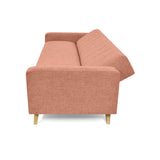 Sofá Cama Dominic Salmón Dicosta y Matiz Natural 206x80cm de Tres Puestos Reclinable con Apoya Brazos