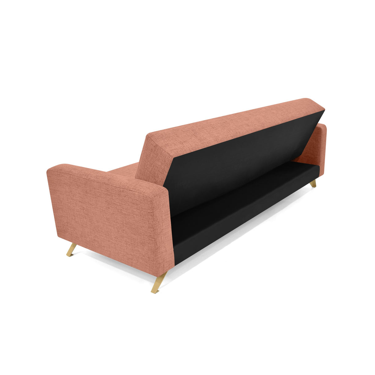 Sofá Cama Dominic Salmón Dicosta y Matiz Natural 206x80cm de Tres Puestos Reclinable con Apoya Brazos