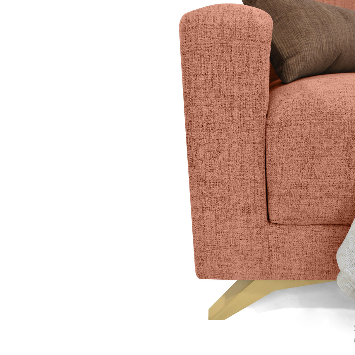 Sofá Cama Dominic Salmón Dicosta y Matiz Natural 206x80cm de Tres Puestos Reclinable con Apoya Brazos