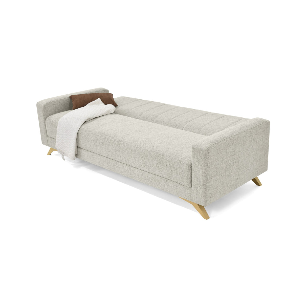 Sofá Cama Dominic Taupe Dicosta y Matiz Natural 206x80cm de Tres Puestos Reclinable con Apoya Brazos
