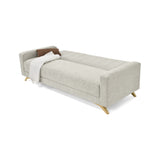 Sofá Cama Dominic Taupe Dicosta y Matiz Natural 206x80cm de Tres Puestos Reclinable con Apoya Brazos