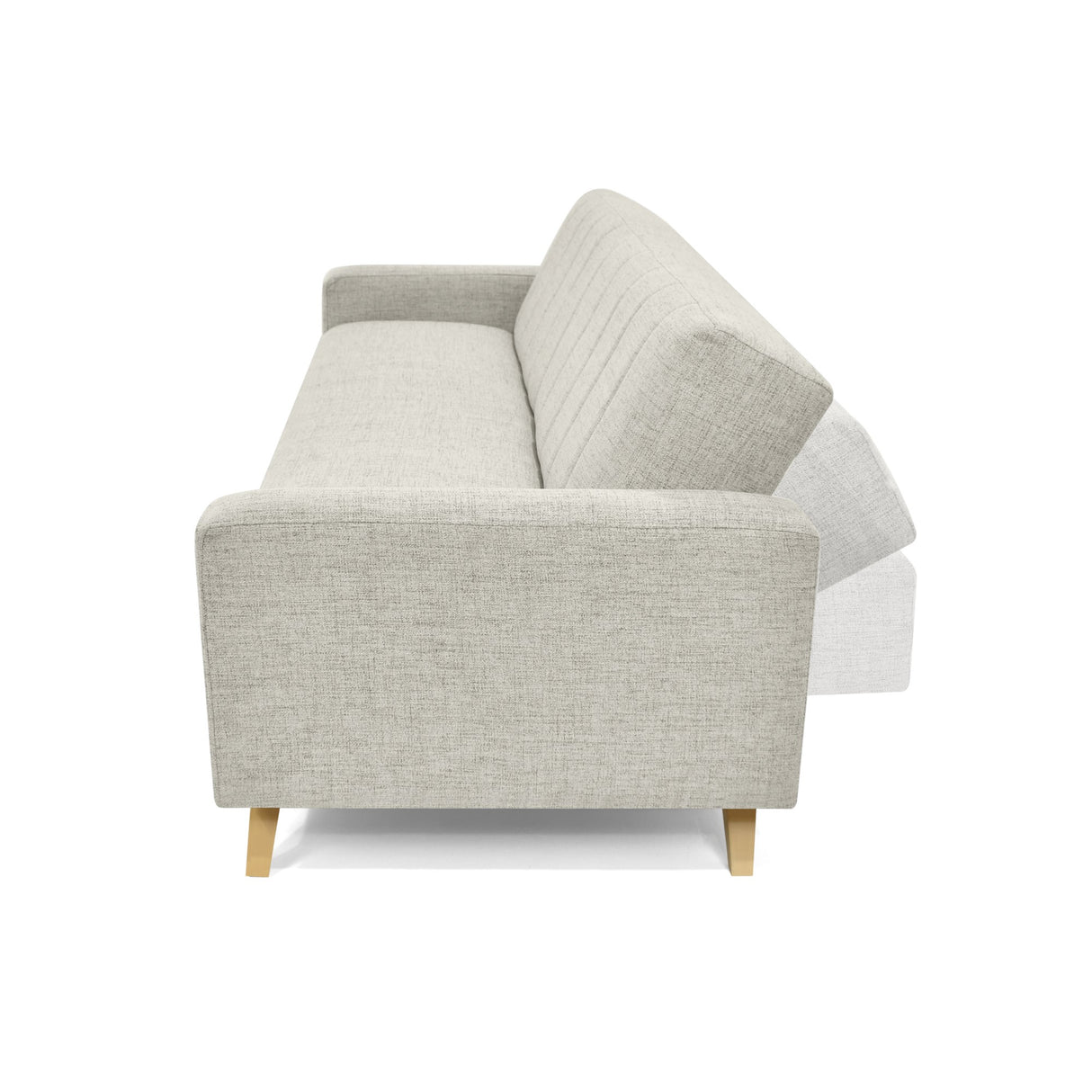 Sofá Cama Dominic Taupe Dicosta y Matiz Natural 206x80cm de Tres Puestos Reclinable con Apoya Brazos