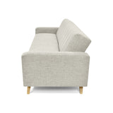 Sofá Cama Dominic Taupe Dicosta y Matiz Natural 206x80cm de Tres Puestos Reclinable con Apoya Brazos