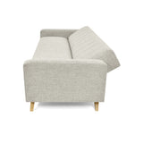 Sofá Cama Dominic Taupe Dicosta y Matiz Natural 206x80cm de Tres Puestos Reclinable con Apoya Brazos
