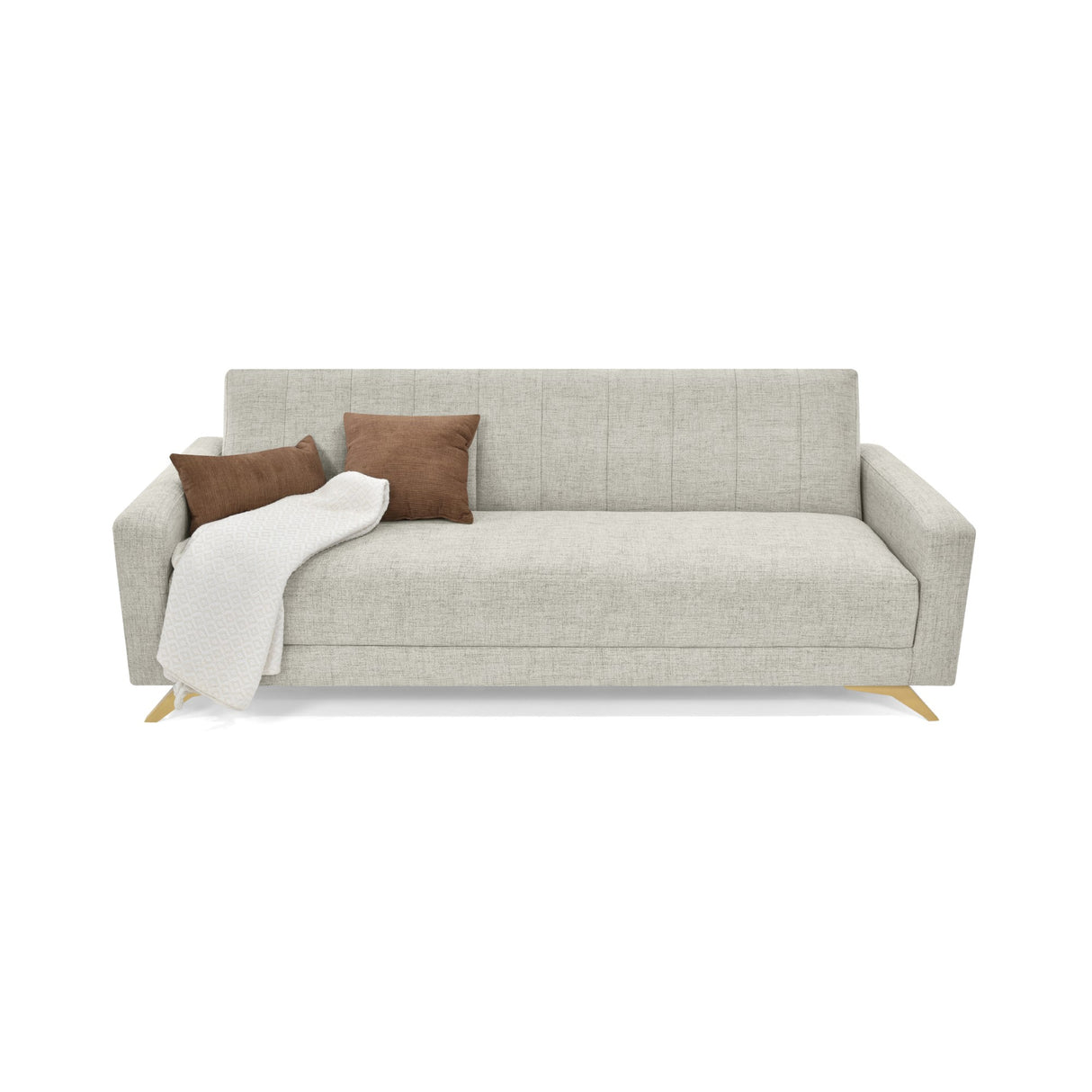 Sofá Cama Dominic Taupe Dicosta y Matiz Natural 206x80cm de Tres Puestos Reclinable con Apoya Brazos