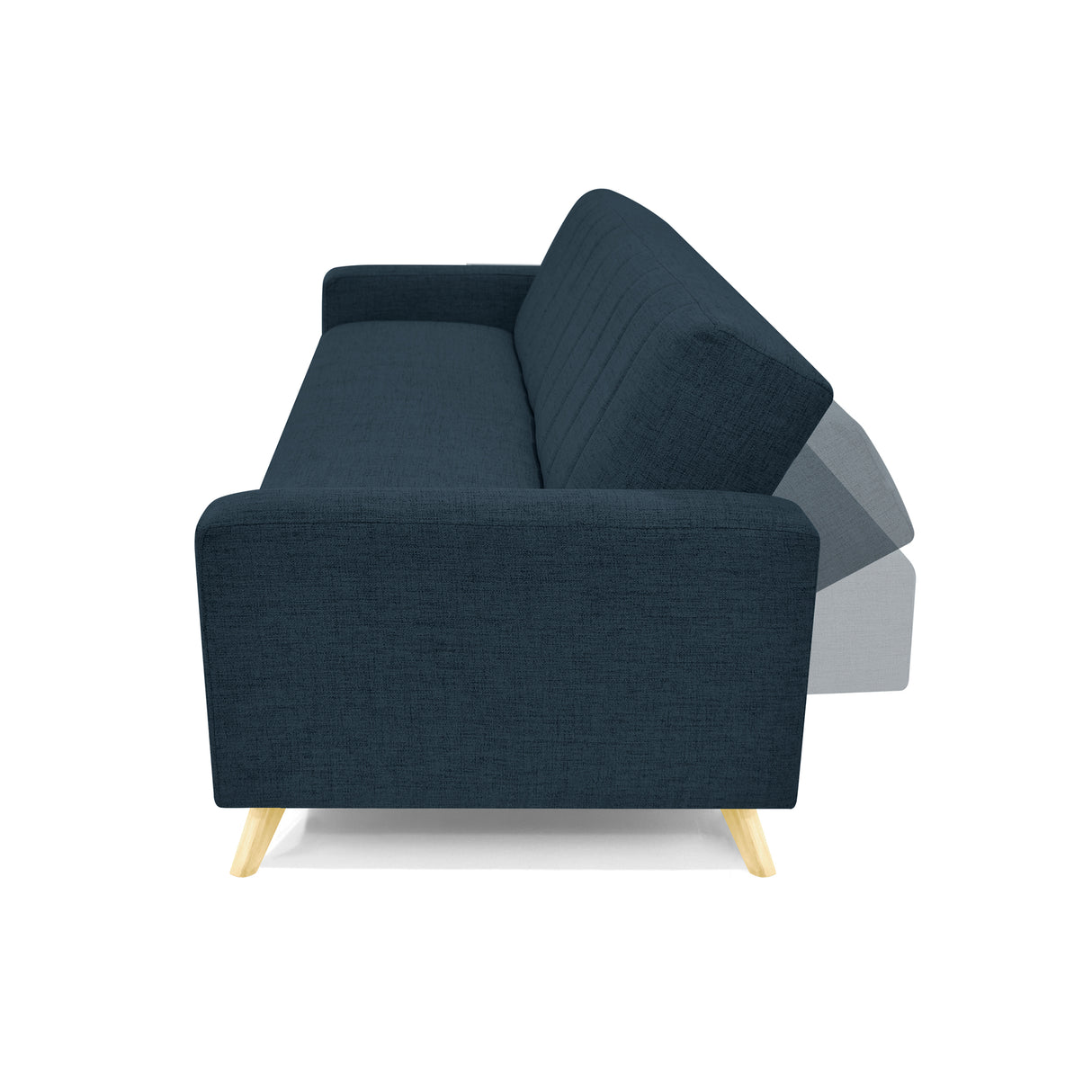 Sofá Cama Dominic Plomo Eureka y Matiz Natural 206x80cm de Tres Puestos Reclinable con Apoya Brazos