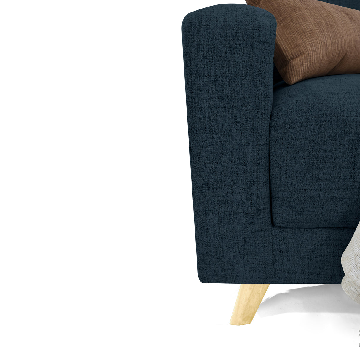 Sofá Cama Dominic Plomo Eureka y Matiz Natural 206x80cm de Tres Puestos Reclinable con Apoya Brazos