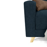 Sofá Cama Dominic Plomo Eureka y Matiz Natural 206x80cm de Tres Puestos Reclinable con Apoya Brazos